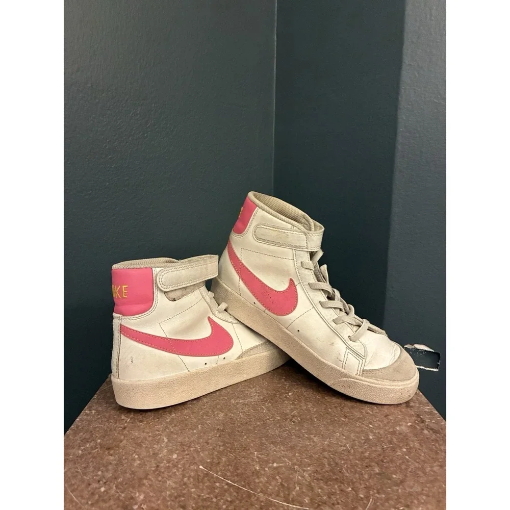 Nike Blazer Mid '77 White Pinksicle High Top Sneakers Kids Size 2Y